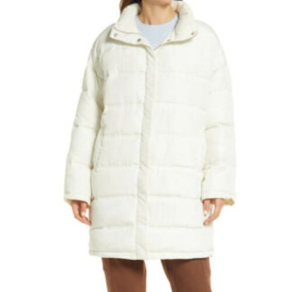 THREAD & Supply BNWT Women White Puffy Jacket Small Full Zip Water Resistant - Picture 8 of 8